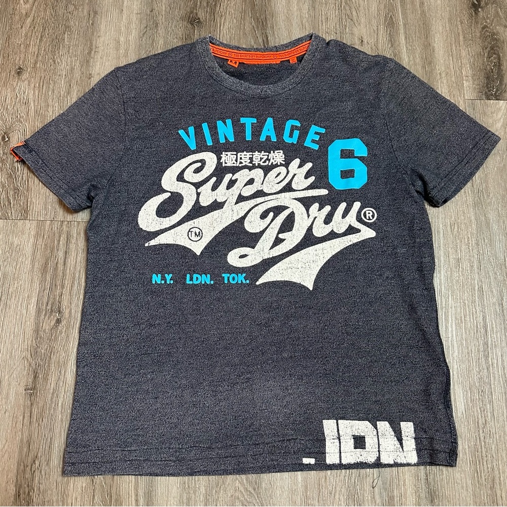 Superdry vintage blue white graphic logo t shirt